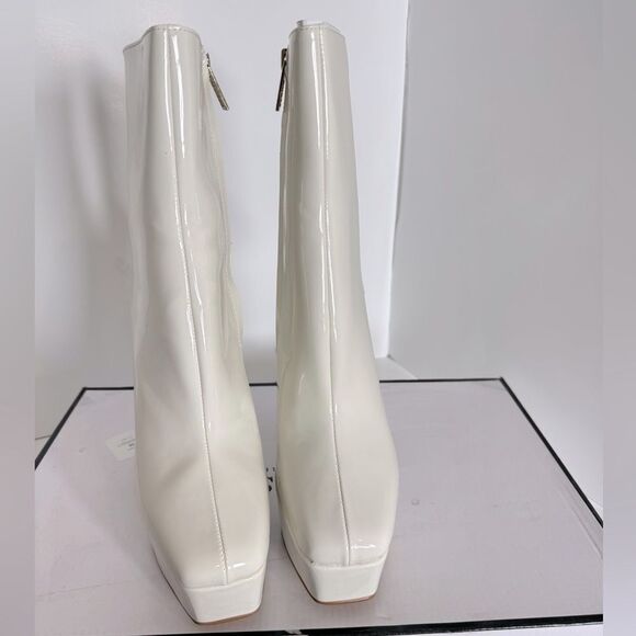Guess Womens Byra Ivory Patent Square Toe Block Heel Mid-Calf Boots Shoes size 6 - Picture 7 of 9